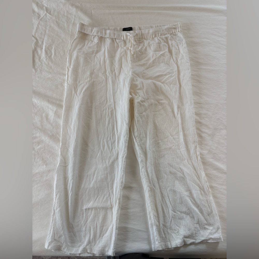 Lightweight White Drawstring Wide-Leg Pants - Picture 7 of 10